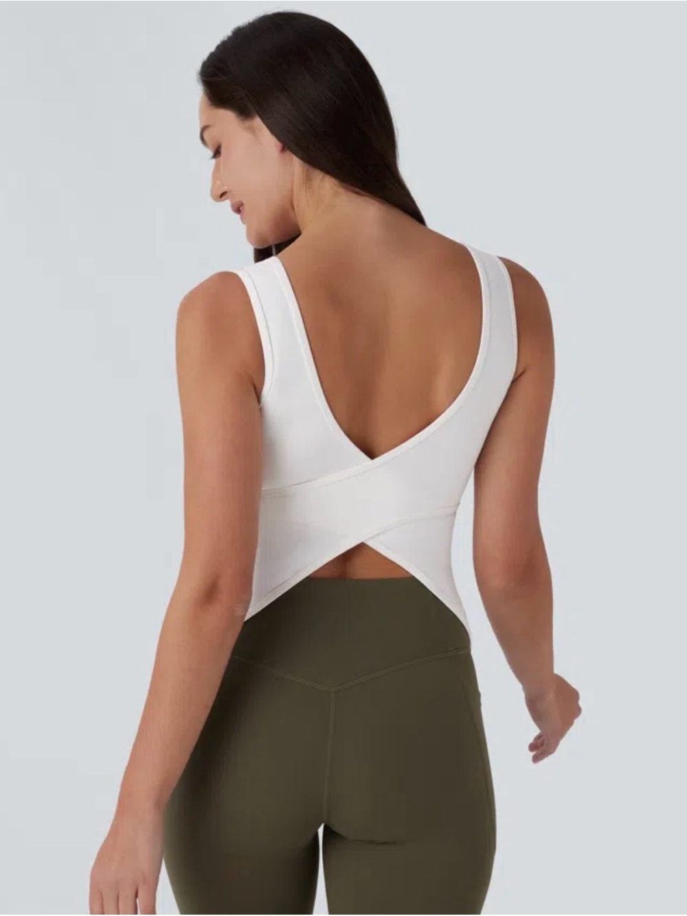 HALARA White Crisscross Back Dress